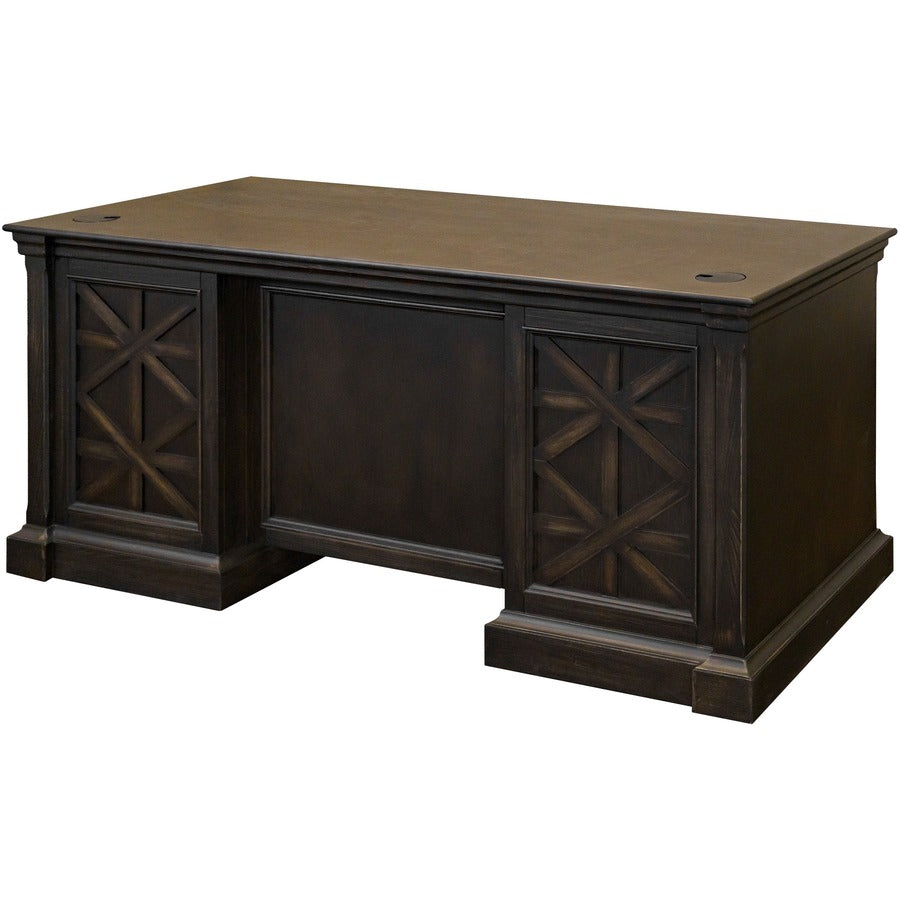 Martin Kingston Office Desking Unit - 30" Height x 66" Width x 30" Depth - Total Drawer(s): 5 - Double Pedestal - Material: Wood - Finish: Dark Chocolate, Rub Through - 1 Each