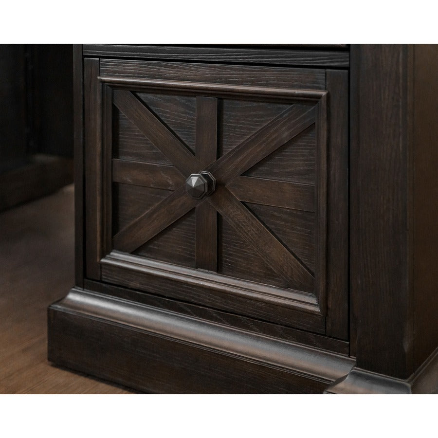Martin Kingston Office Desking Unit - 30" Height x 66" Width x 30" Depth - Total Drawer(s): 5 - Double Pedestal - Material: Wood - Finish: Dark Chocolate, Rub Through - 1 Each
