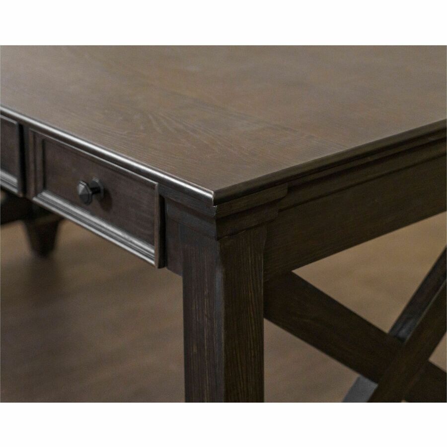Martin Kingston Office Desking Unit - 30" Height x 60" Width x 28" Depth - Total Drawer(s): 3 - Material: Wood - Finish: Dark Chocolate, Rub Through - 1 Each