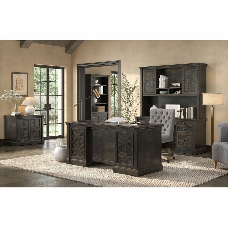 Martin Kingston Office Desking Unit - 30" Height x 36" Width x 21" Depth - Total Drawer(s): 2 - Material: Wood - Finish: Dark Chocolate, Rub Through - 1 Each