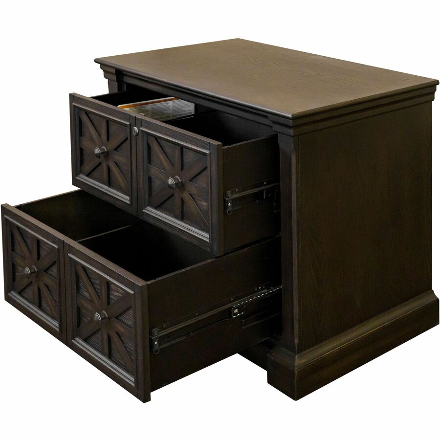 Martin Kingston Office Desking Unit - 30" Height x 36" Width x 21" Depth - Total Drawer(s): 2 - Material: Wood - Finish: Dark Chocolate, Rub Through - 1 Each