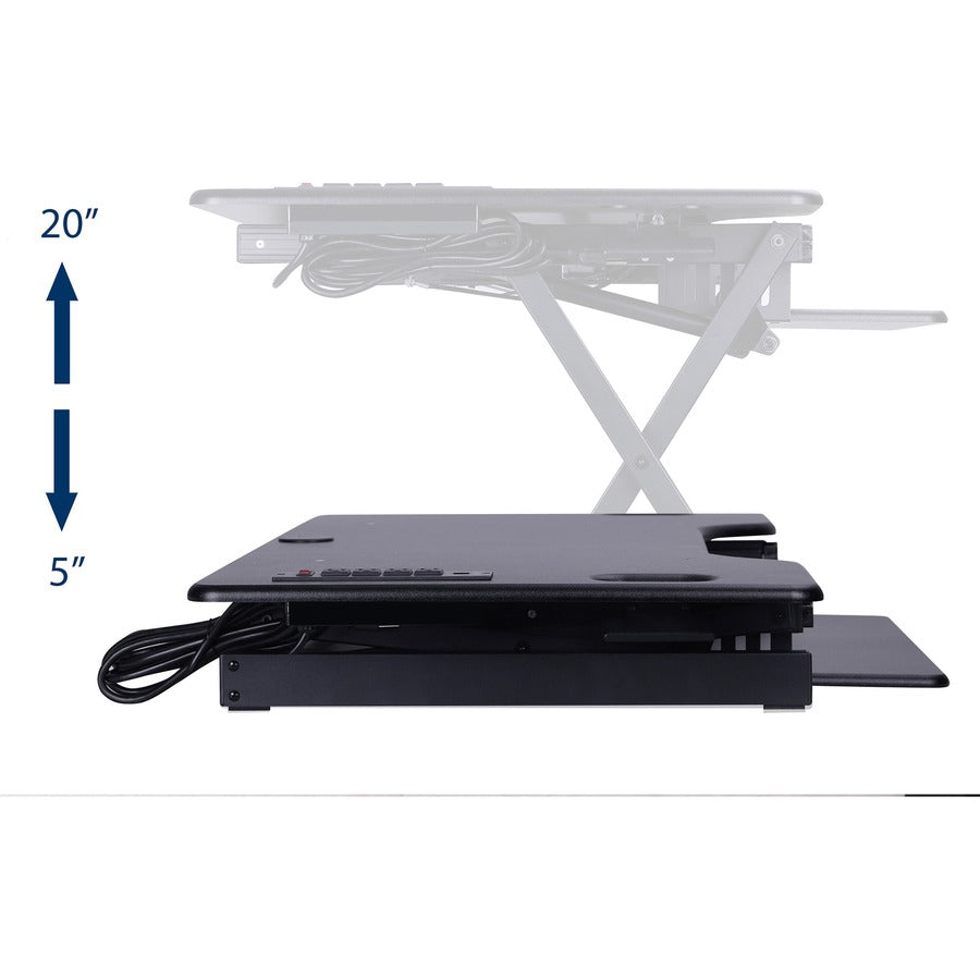 Rocelco Sit/Stand Desk Riser - 45 lb Load Capacity - 20" Height x 45.75" Width x 23.75" Depth - Black