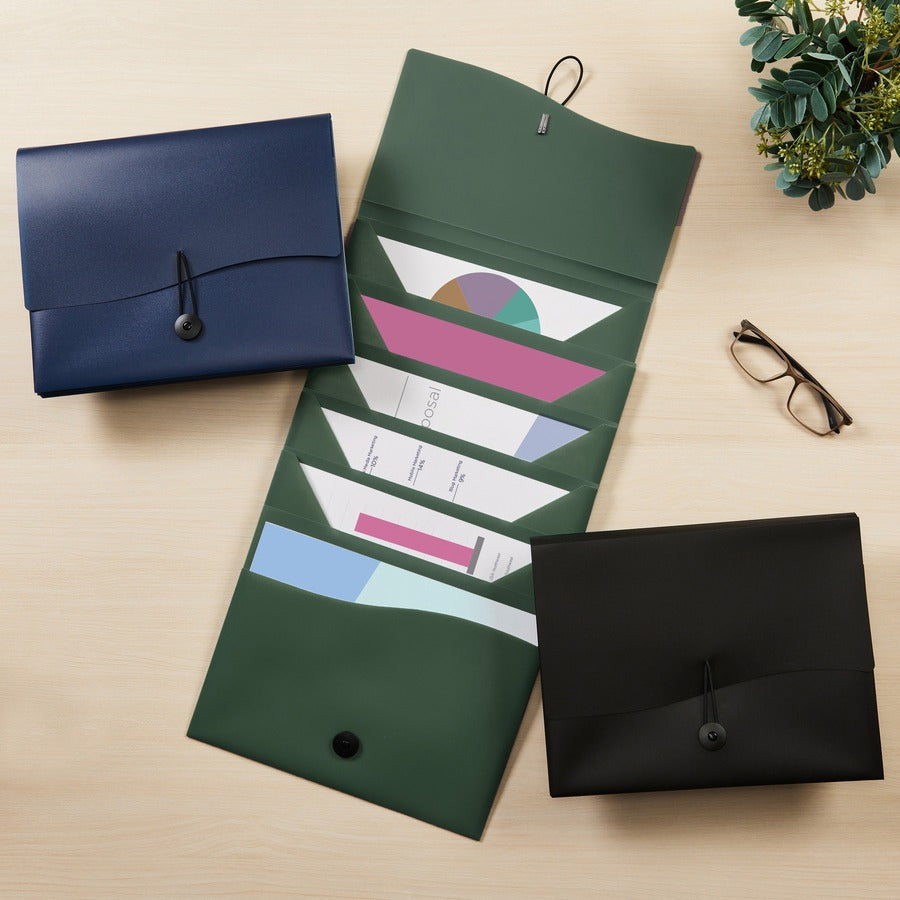 Avery&reg; Slide & View Letter Organizer Folder - 8 1/2" x 11" - 40 Sheets Capacity - 6 Pocket(s) - Plastic, Poly - Navy - 1 Each