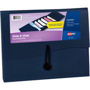 Avery&reg; Slide & View Letter Organizer Folder - 8 1/2" x 11" - 40 Sheets Capacity - 6 Pocket(s) - Plastic, Poly - Navy - 1 Each