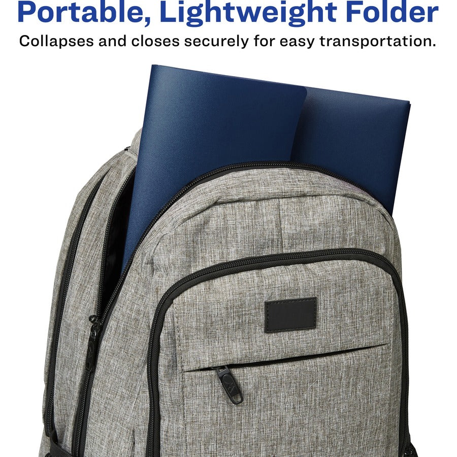 Avery&reg; Slide & View Letter Organizer Folder - 8 1/2" x 11" - 40 Sheets Capacity - 6 Pocket(s) - Plastic, Poly - Navy - 1 Each