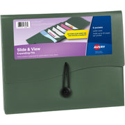 Avery&reg; Slide & View Letter Organizer Folder - 8 1/2" x 11" - 40 Sheets Capacity - 6 Pocket(s) - Plastic, Poly, Polypropylene - Sage - 1 Each