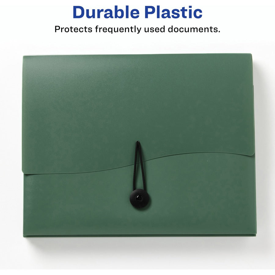 Avery&reg; Slide & View Letter Organizer Folder - 8 1/2" x 11" - 40 Sheets Capacity - 6 Pocket(s) - Plastic, Poly, Polypropylene - Sage - 1 Each
