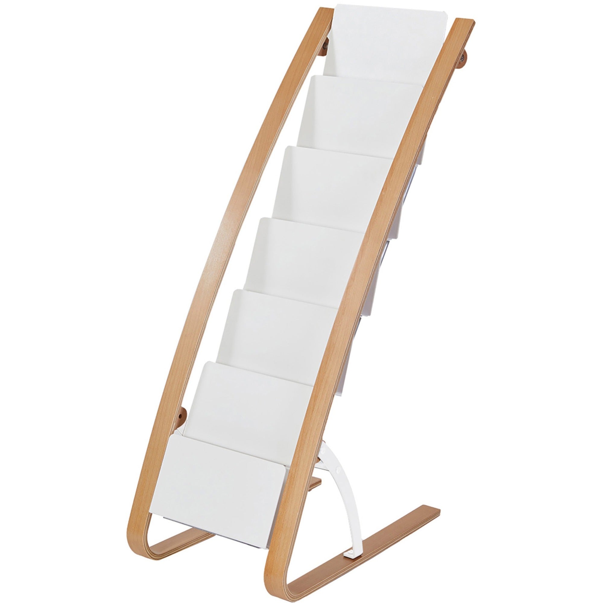 Alba Floor Display Unit - 6 Compartment(s) - 36.60" Height x 13.40" Width x 19.70" Depth - Floor - Non-slip - Natural - ABS Plastic, Wood, Steel - 1 Each
