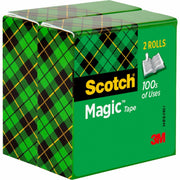 Scotch Magic Tape - 72 yd Length x 0.75" Width - 3" Core - Clear - Split Resistant, Tear Resistant - For Paper, Mending, Document - 2/Pack - 6 / Bundle