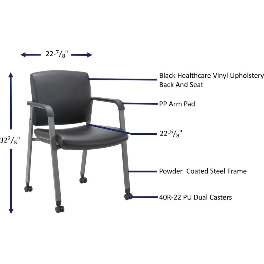 Lorell Healthcare Upholstery Guest Chair with Casters