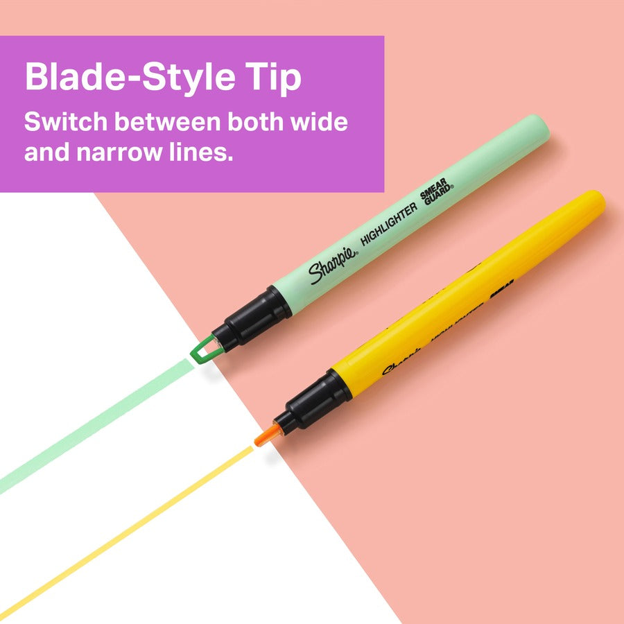 Sharpie Clear View Highlighter - Fine Chisel Marker Point - Yellow, Pink, Orange, Coral, Blue, Purple, Fluorescent Green Ink - 8 / Pack