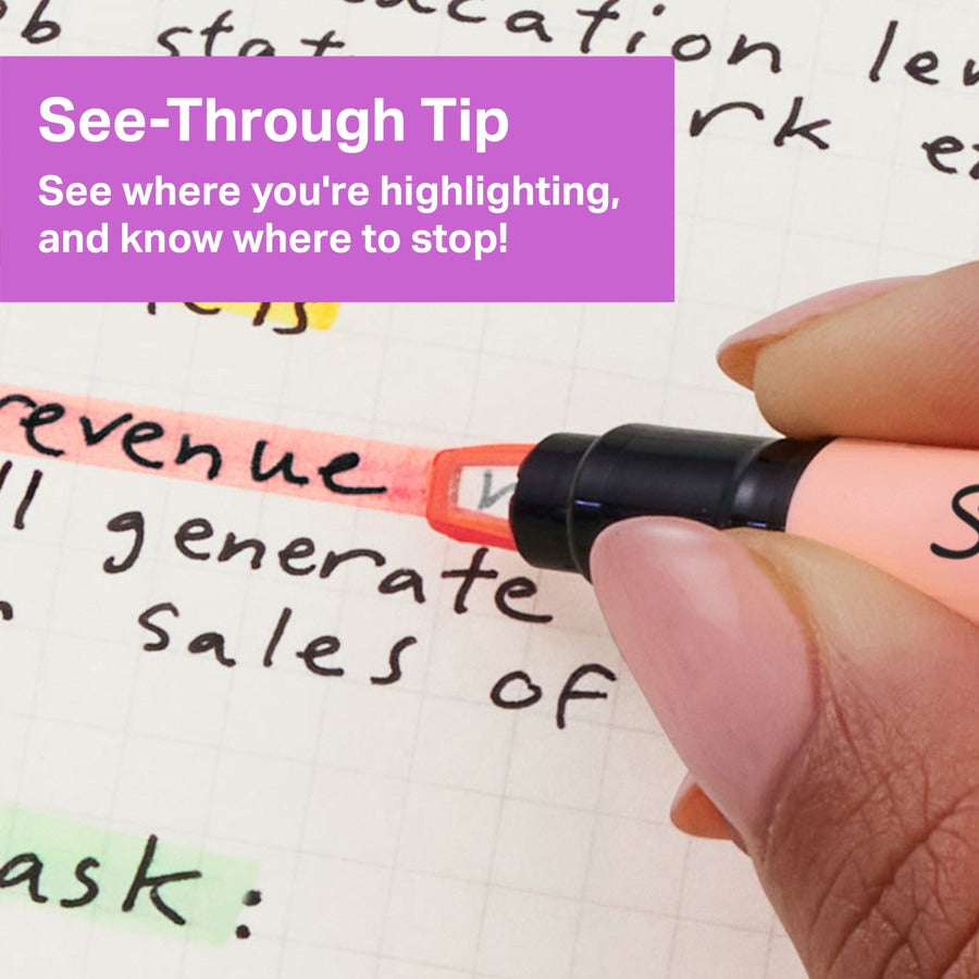 Sharpie Clear View Highlighter - Fine Chisel Marker Point - Yellow, Pink, Orange, Coral, Blue, Purple, Fluorescent Green Ink - 8 / Pack