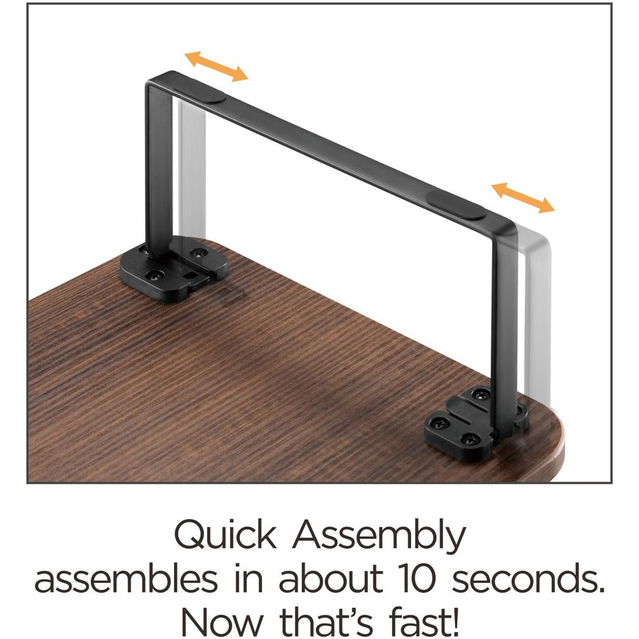 Lorell Quick-Install Monitor Laptop Riser - 4.80" Height x 39.40" Width x 10.20" Depth - Powder Coated - Steel, Particleboard, Silicone - Teak