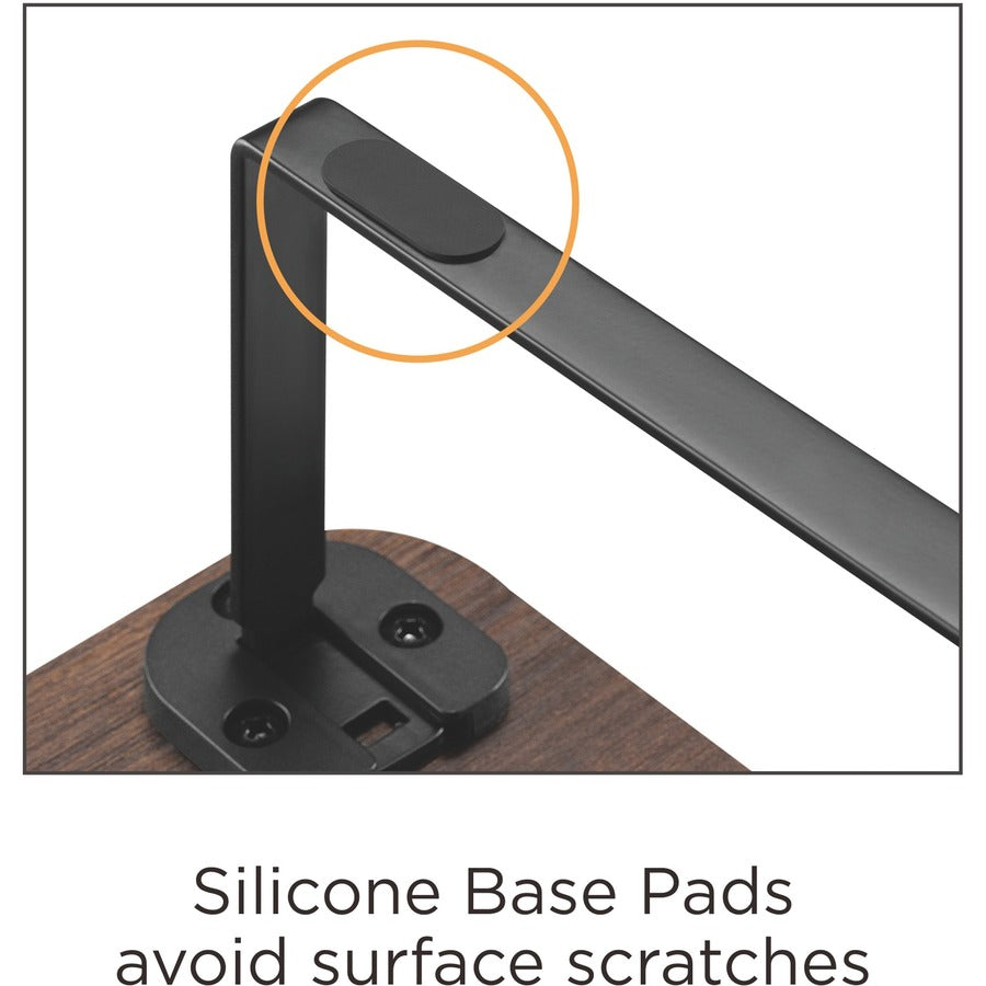 Lorell Quick-Install Monitor Laptop Riser - 4.80" Height x 39.40" Width x 10.20" Depth - Powder Coated - Steel, Particleboard, Silicone - Teak