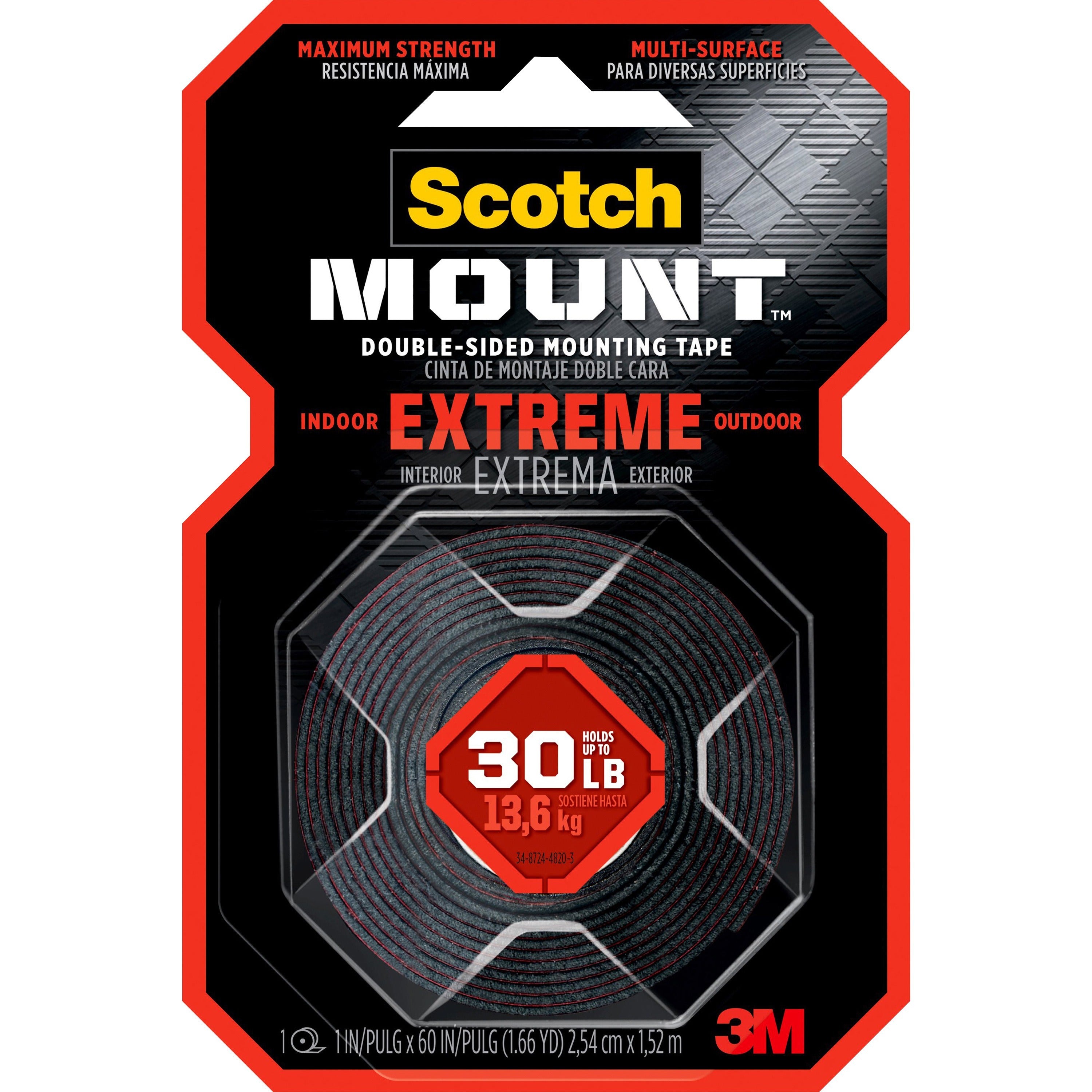 5 ft Length x 1" Width - Black - 1 Roll