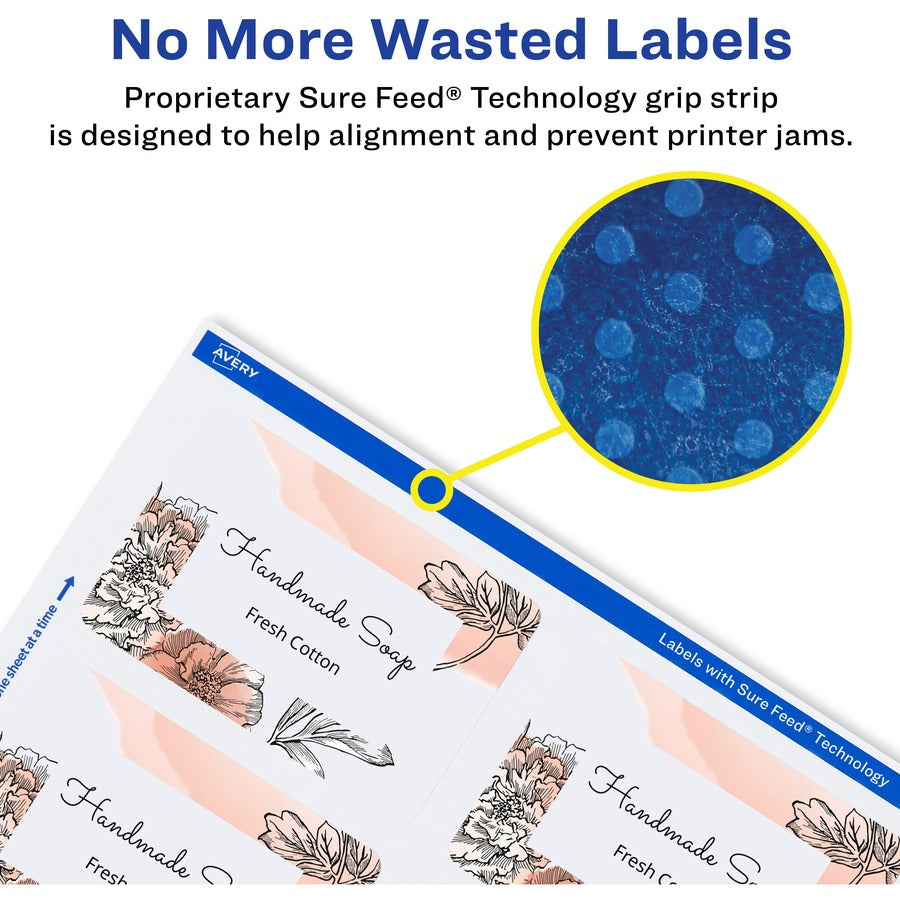 2" Height x 3" Width - Permanent Adhesive - Rectangle - Gloss White - Jam-free, Stick & Stay, Smudge Proof, Foldable - 8 / Sheet - 80 / Pack