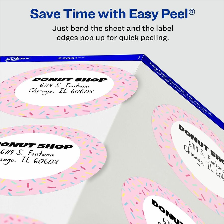 x 3" Diameter - Permanent Adhesive - Round - Glossy - White - Paper - Jam-free, Stick & Stay, Smudge Proof, Foldable - 6 / Sheet - 10 Total Sheets - 60 Total Label(s) - For Label Printer - 60 / Pack