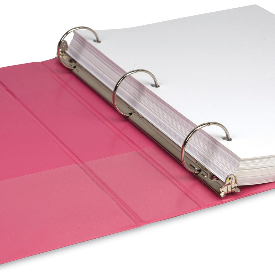 Samsill Earth's Choice Plant-based View Binders, 1 1/2" Capacity, 3 Round Rings, Letter Size, Berry, Bio-based, Recycled, PVC-free, Non-stick, Clear Overlay, 2 Pack
