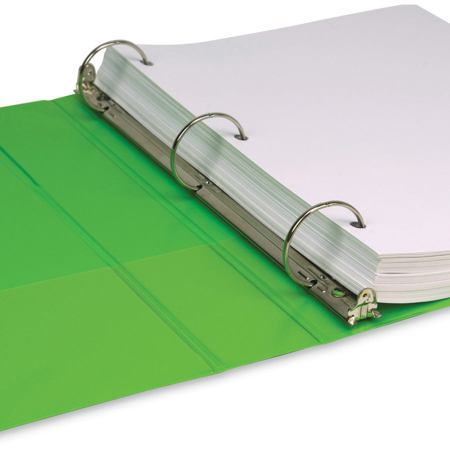 Samsill Earth's Choice Plant-based View Binders, 1 1/2" Capacity, 3 Round Rings, Letter Size, Lime, Bio-based, Recycled, PVC-free, Non-stick, Clear Overlay, 2 Pack