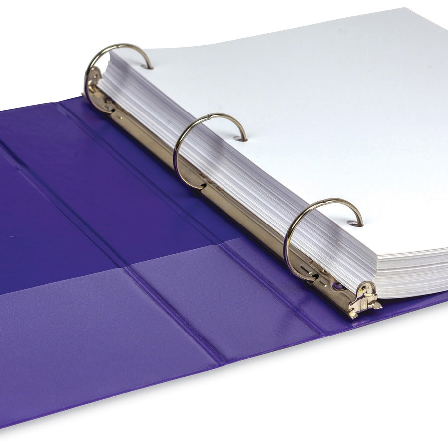Samsill Earth's Choice Plant-based View Binders, 1 1/2" Capacity, Letter Size, 3 Round Rings, Purple, Recycled, Bio-based, PVC-free, Non-stick, Clear Overlay, 2 Pack
