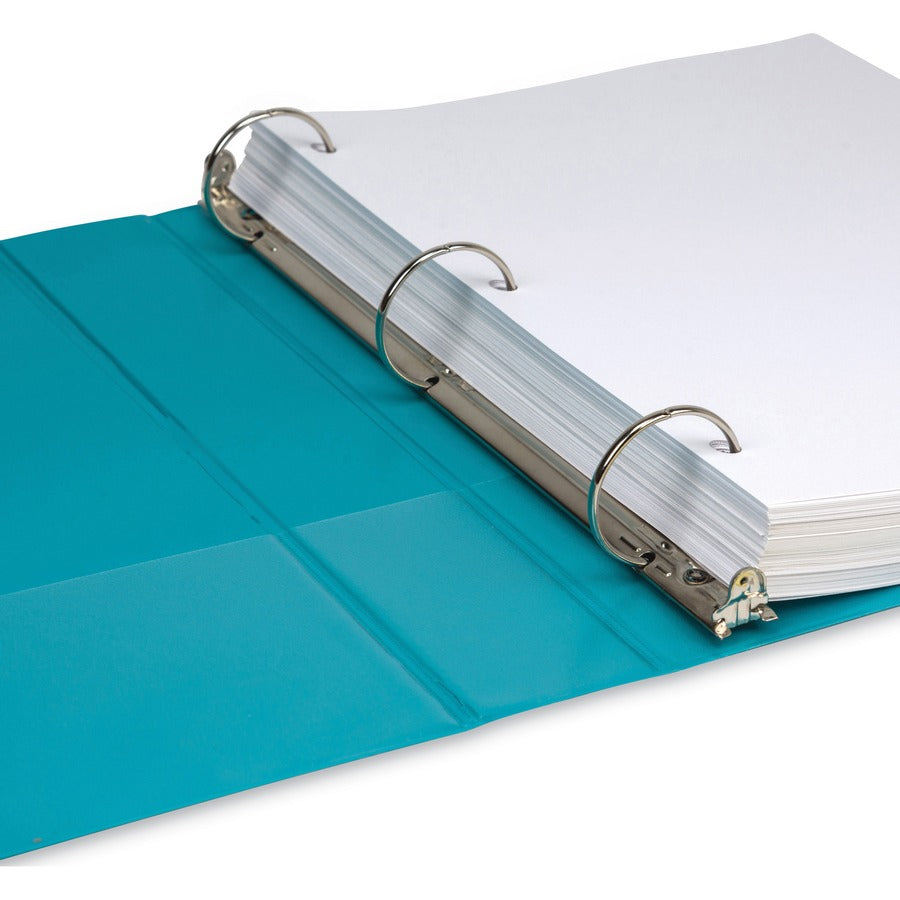 Samsill Earth's Choice Plant-based View Binders, 1 1/2" Capacity, 3 Round Rings, Letter Size, Turquoise, Bio-based, Recycled, PVC-free, Non-stick, Clear Overlay, 2 Pack