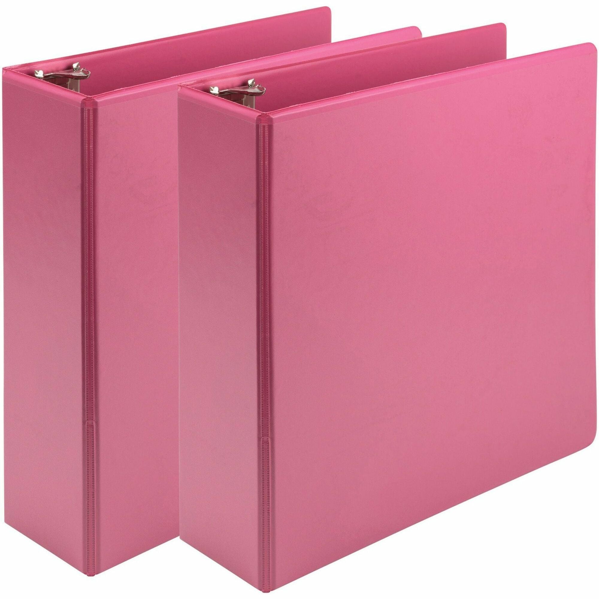 Samsill Earth's Choice Plant-based View Binders, 3" Capacity, Letter Size, 3 Round Rings, 2 Pockets, Berry Pink, PVC-free, Non-glare, Durable, Recycled, 2 Pack