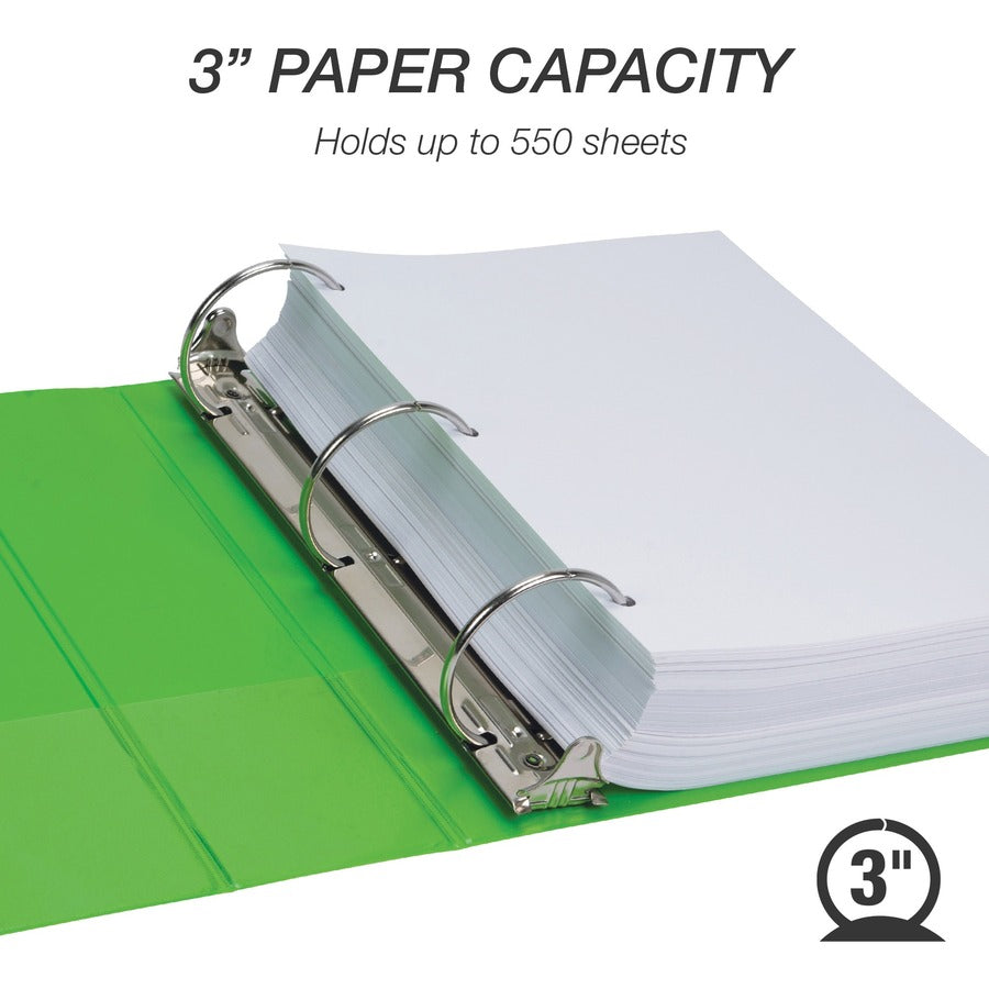 Samsill Earth's Choice Plant-based View Binders, 3" Capacity, Letter Size, 3 Round Rings, 2 Pockets, Lime Green, 2 Pack