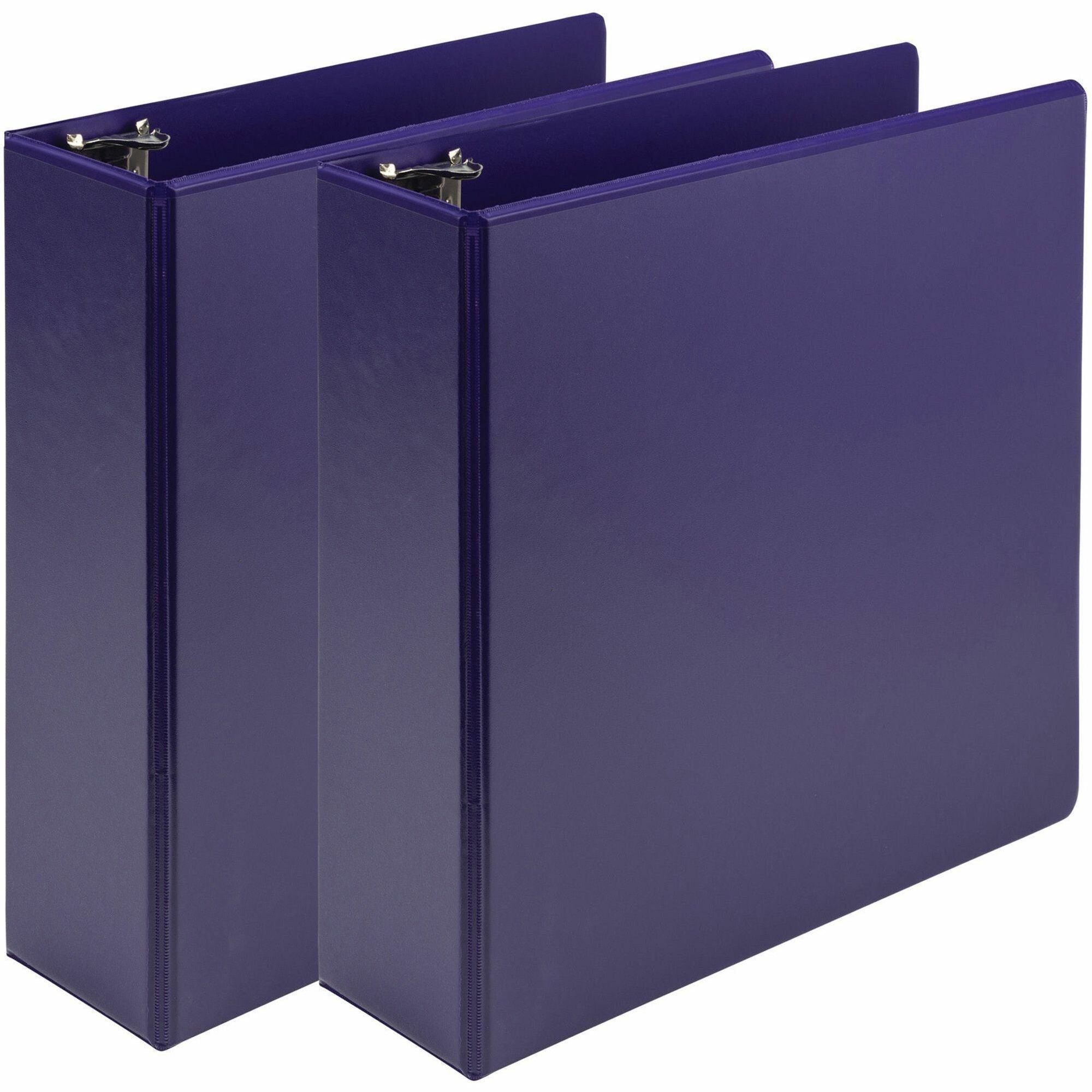 Samsill Earth's Choice Plant-based View Binders, 3" Capacity, Letter Size, 3 Round Rings, Purple, Durable, Clear Overlay, Non-glare, PVC-free, Non-stick, Recycled, 2 Pack