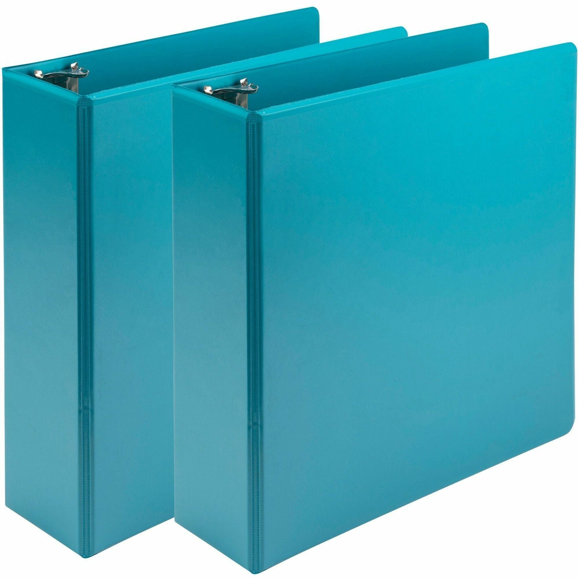 Samsill Earth's Choice Plant-based View Binders, 3" Capacity, Letter Size, 3 Round Rings, 2 Pockets, Turquoise, PVC-free, Non-glare, Durable, 2 Pack