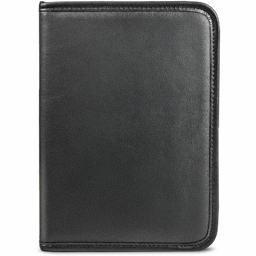Samsill Professional Padfolio, Letter Size 8.5" x 11", 4 Internal Pockets, Synthetic Leather/PVC, Black, Padded, Stitched, Pen Loop, Notepad, Document Pocket, Business Card Holder, Refillable, 1 Each