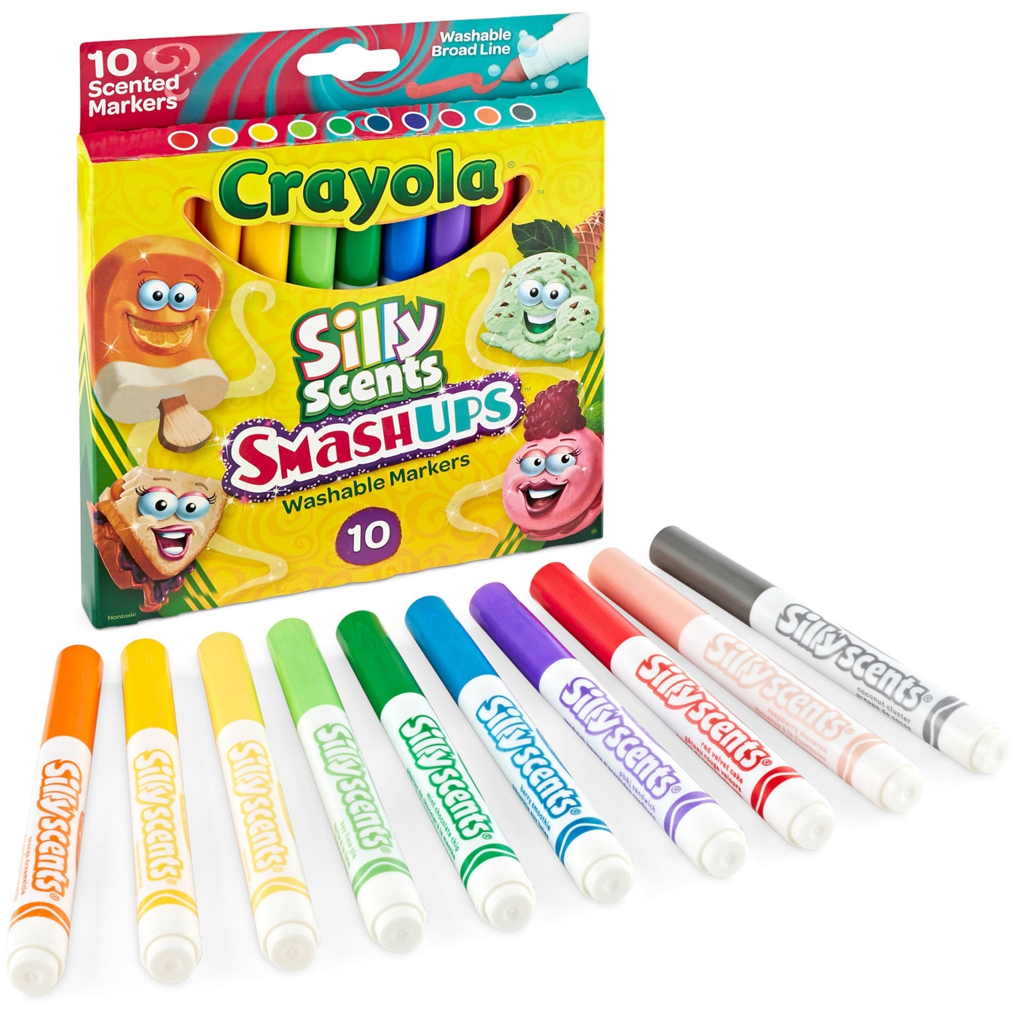 Crayola Silly Scents Slim Scented Washable Markers, Broad Point, Assorted Colors, 1 Pack
