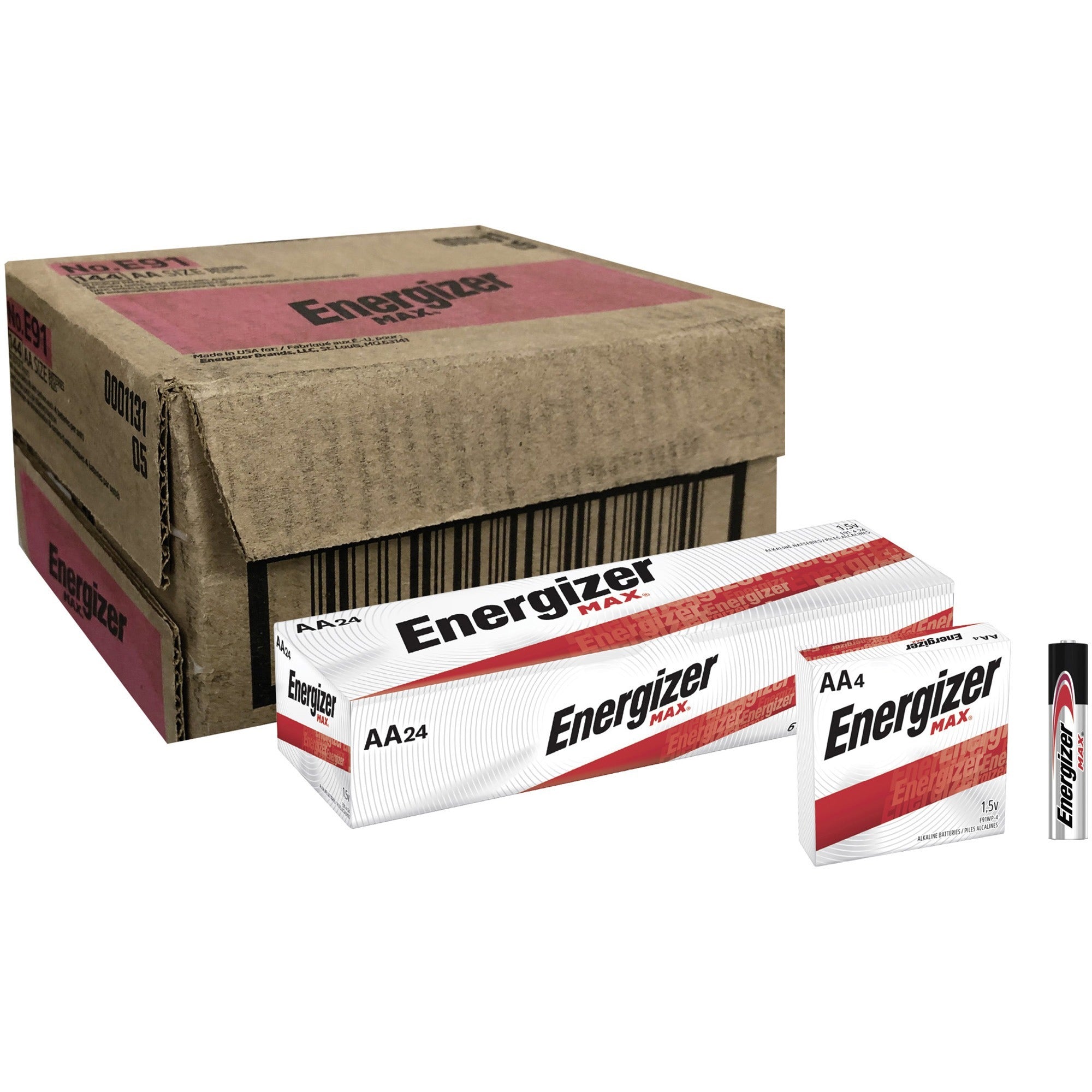 Energizer Max AA Alkaline Battery, 4 Batteries (per Small) Pack, 6 Packs per Carton (Total is 144 Batteries)