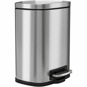 HLS Commercial Fire-Rated Soft Step Trash Can, 1.32 gal, Pedal Control, Handle, Lid Closure, Fingerprint Proof, Fire Retardant, Removable Inner Bin, Stainless Steel, Silver, 1 Each