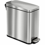 HLS Commercial Fire-Rated Soft Step Trash Can, 3 Gallon, Pedal Control, Stainless Steel, Silver, Removable Inner Bin, Fingerprint Proof, Fire Retardant, 13.8" H x 6.5" W, 1 Each