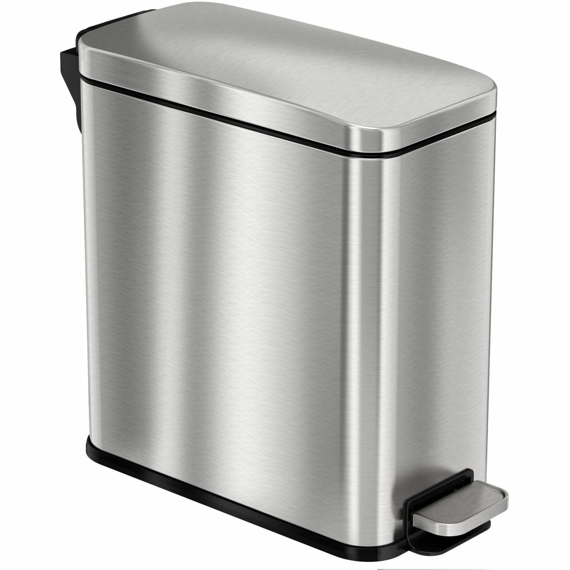 HLS Commercial Fire-Rated Soft Step Trash Can, 3 Gallon, Pedal Control, Stainless Steel, Silver, Removable Inner Bin, Fingerprint Proof, Fire Retardant, 13.8" H x 6.5" W, 1 Each