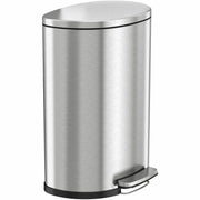 HLS Commercial Fire-Rated Soft Step Trash Can, 13.20 gal, Pedal Control, Handle, Lid Closure, Fingerprint Proof, Removable Inner Bin, Stainless Steel, Silver, 26"H x 18.5"W x 12.5"D, 1 Each