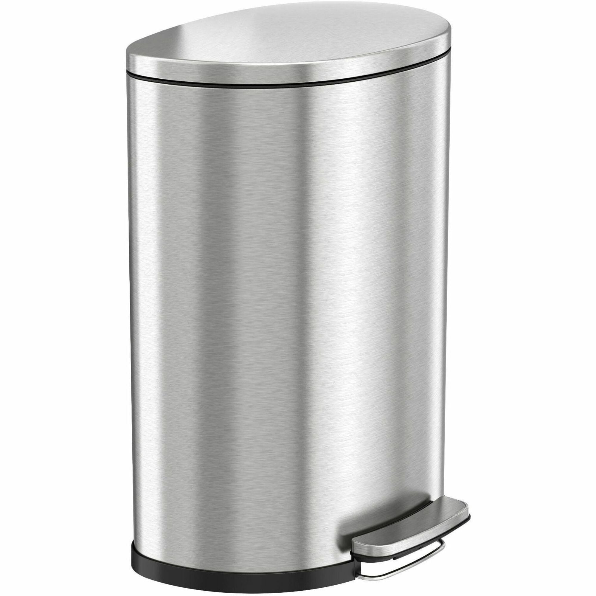 HLS Commercial Fire-Rated Soft Step Trash Can, 13.20 gal, Pedal Control, Handle, Lid Closure, Fingerprint Proof, Removable Inner Bin, Stainless Steel, Silver, 26"H x 18.5"W x 12.5"D, 1 Each
