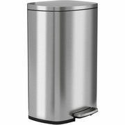 HLS Commercial Fire-Rated Soft Step Trash Can, 13.20 gal, Pedal Control, Handle, Lid Closure, Fingerprint Proof, Removable Inner Bin, Stainless Steel, Silver, 26" x 16.8", 1 Each