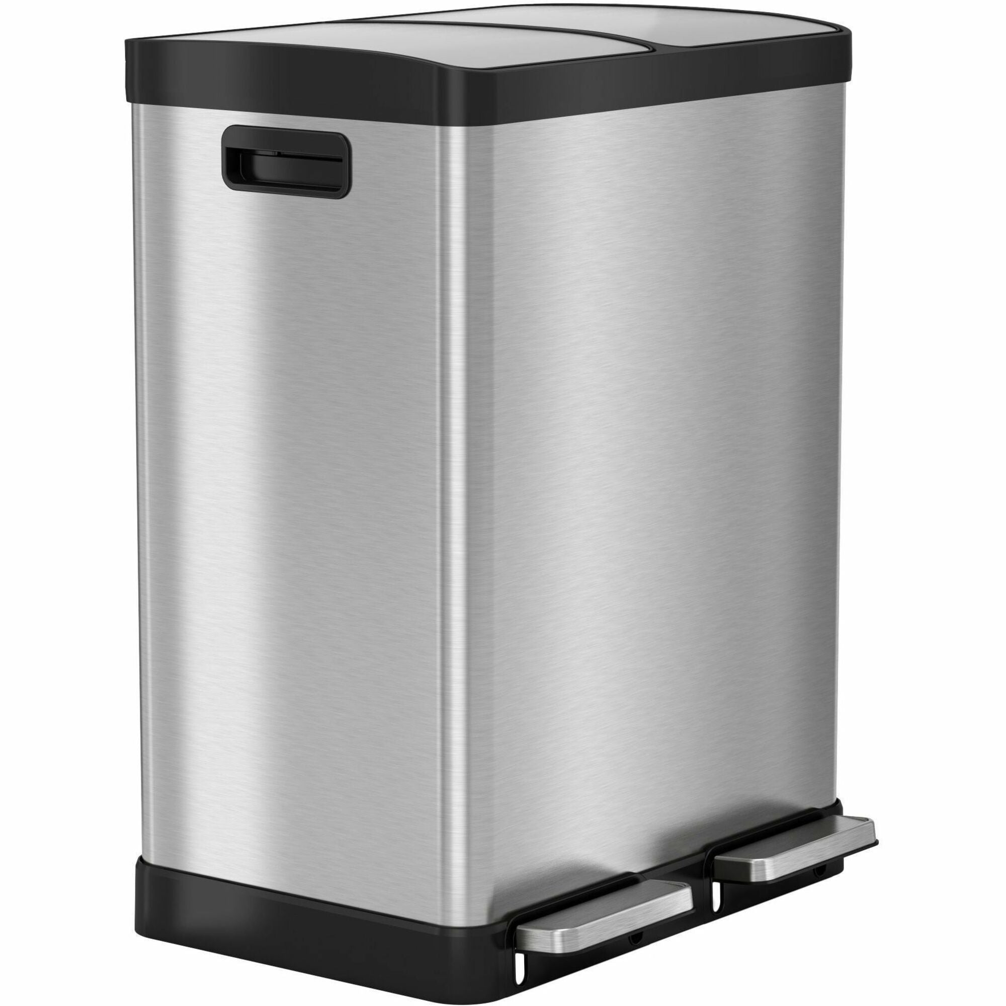 HLS Commercial Fire-Rated Soft Step Trash Can, 16 Gallon, Pedal Control, Handle, Lid Closure, Fingerprint Proof, Removable Inner Bin, Stainless Steel, Silver, 1 Each