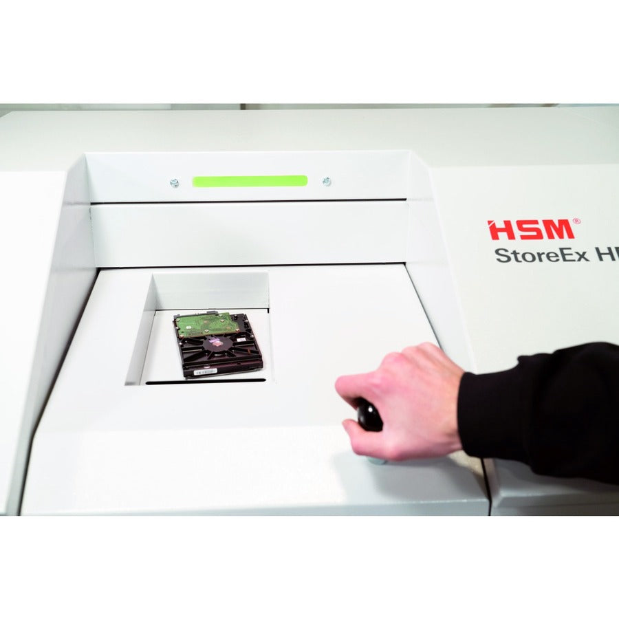 HSM StoreEx HDS 230 Media Shredder, Continuous, Shreds 3.5" Floppy Disks, Hard Drives, Credit Cards, CDs, DVDs, USB Sticks, White, 1 Each