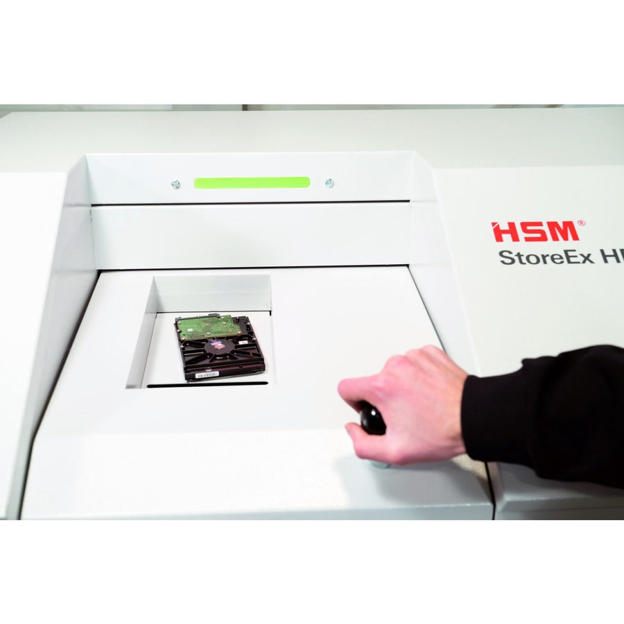 HSM StoreEx HDS 230 Media Shredder, Continuous, White, Shreds 3.5" Floppy Disks, Hard Drives, Credit Cards, CDs, DVDs, USB Sticks, 1 Each