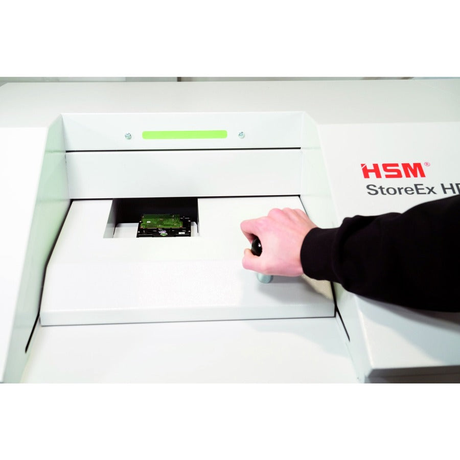 HSM StoreEx HDS 230 Media Shredder, Continuous, White, Shreds 3.5" Floppy Disks, Hard Drives, Credit Cards, CDs, DVDs, USB Sticks, 1 Each