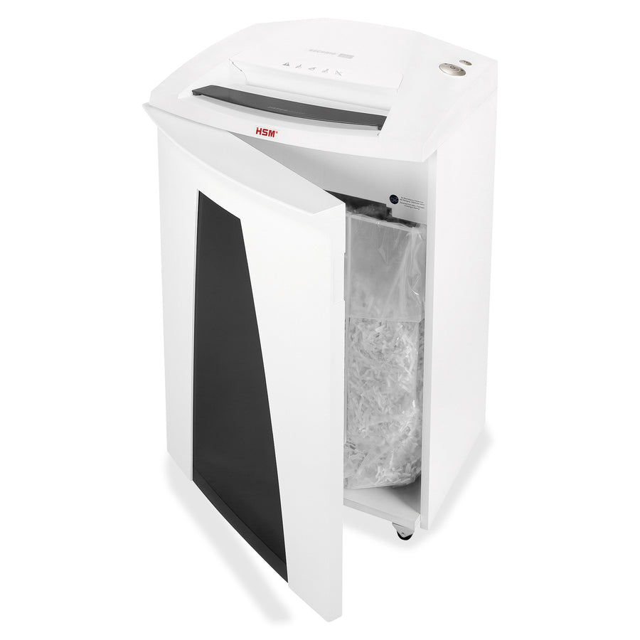 Continuous Shredder - Strip Cut - 32 Per Pass - for shredding Paper, Paper Clip, Staples, CD, DVD, Credit Card - 0.250" Shred Size - P-2/O-2/T-2/E-2 - 12.20" Throat - 26.40 gal Wastebin Capacity - White