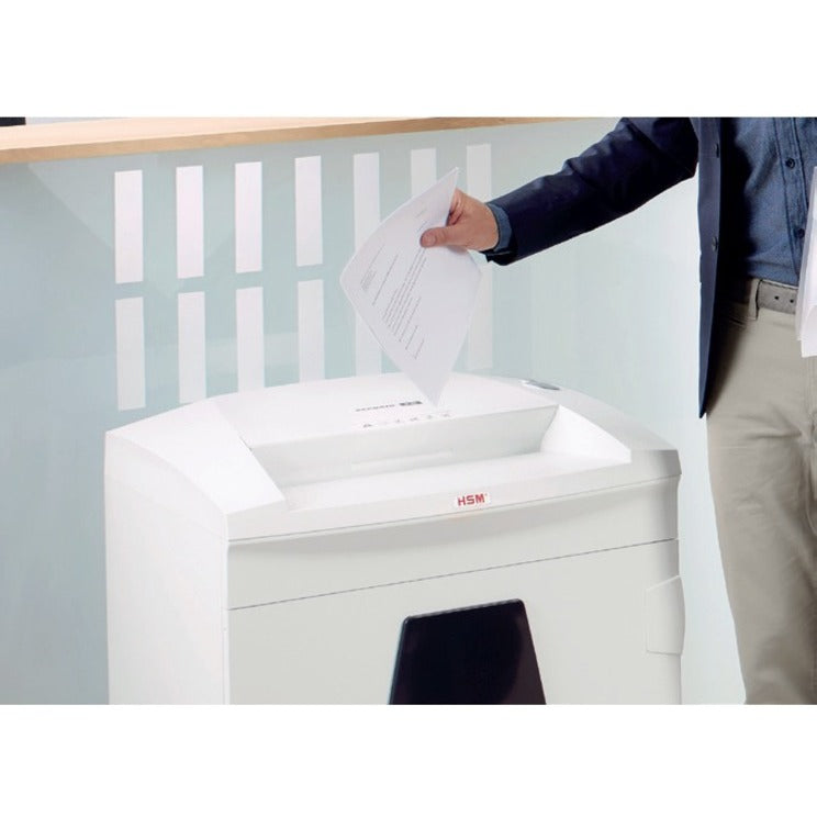 Continuous Shredder - Strip Cut - 32 Per Pass - for shredding Paper, Paper Clip, Staples, CD, DVD, Credit Card - 0.250" Shred Size - P-2/O-2/T-2/E-2 - 12.20" Throat - 26.40 gal Wastebin Capacity - White