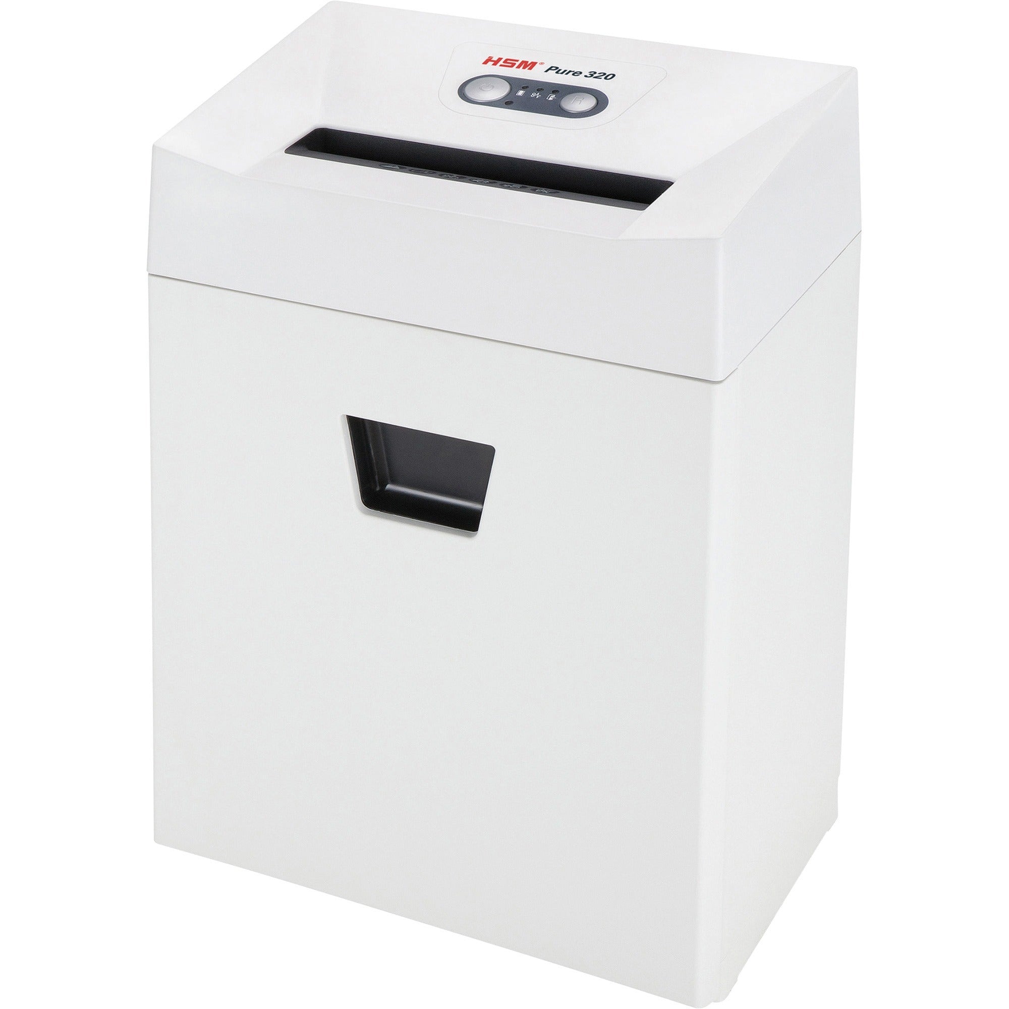 HSM Pure 320 Cross Cut Shredder, 9-Sheet Capacity, Shreds Staples, Paper, Paper Clips, White, 1 Each