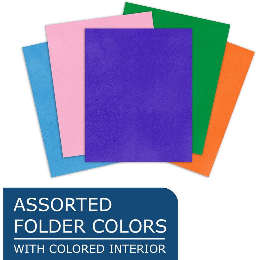 Roaring Spring Embossed 2-Pocket Folders, Letter Size, 25 Sheet Capacity, 11 pt., Multi-colored, 1 Carton (50 Folders)