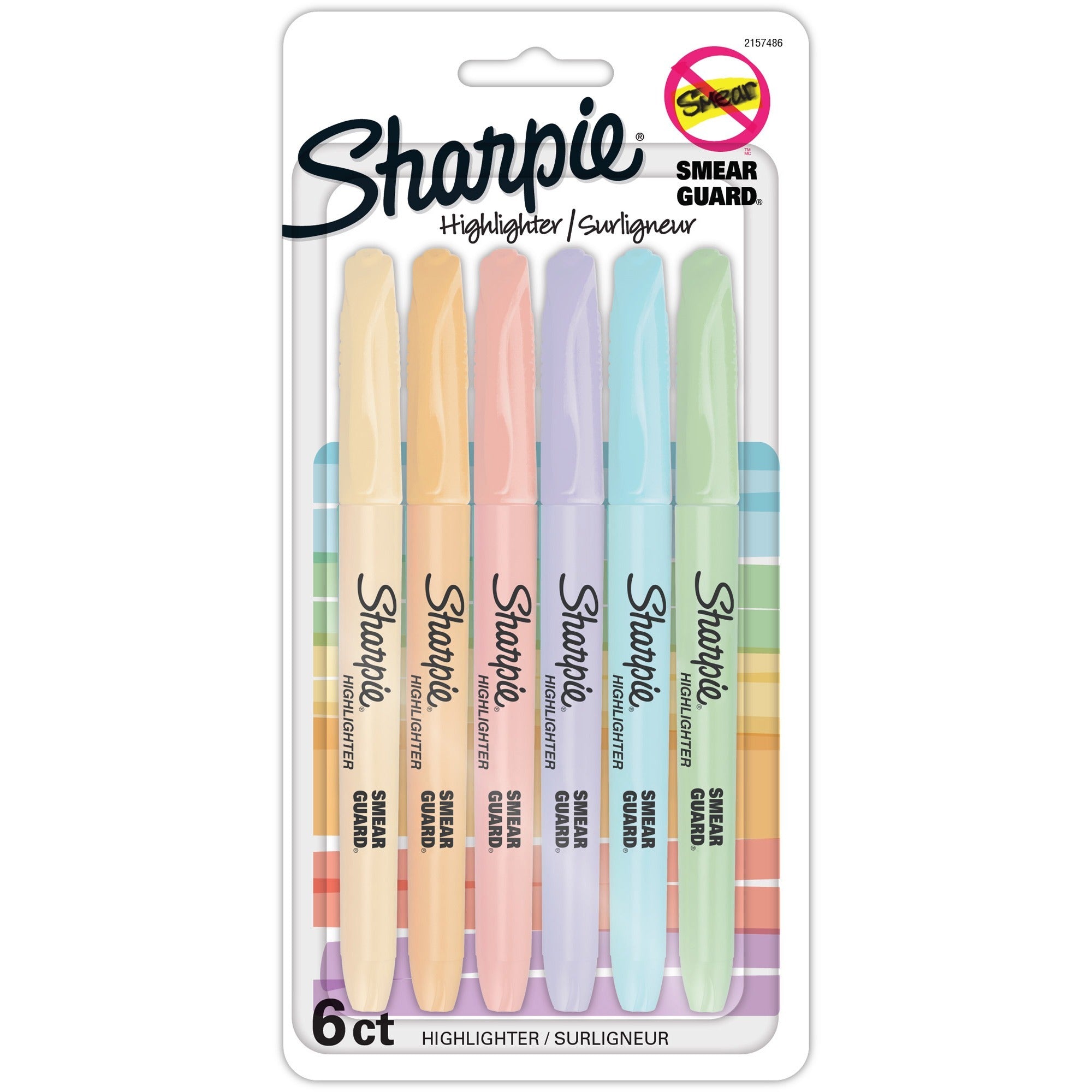Sharpie Accent Highlighters with Smear Guard, Chisel Tip, Assorted Colors, 6 Pack