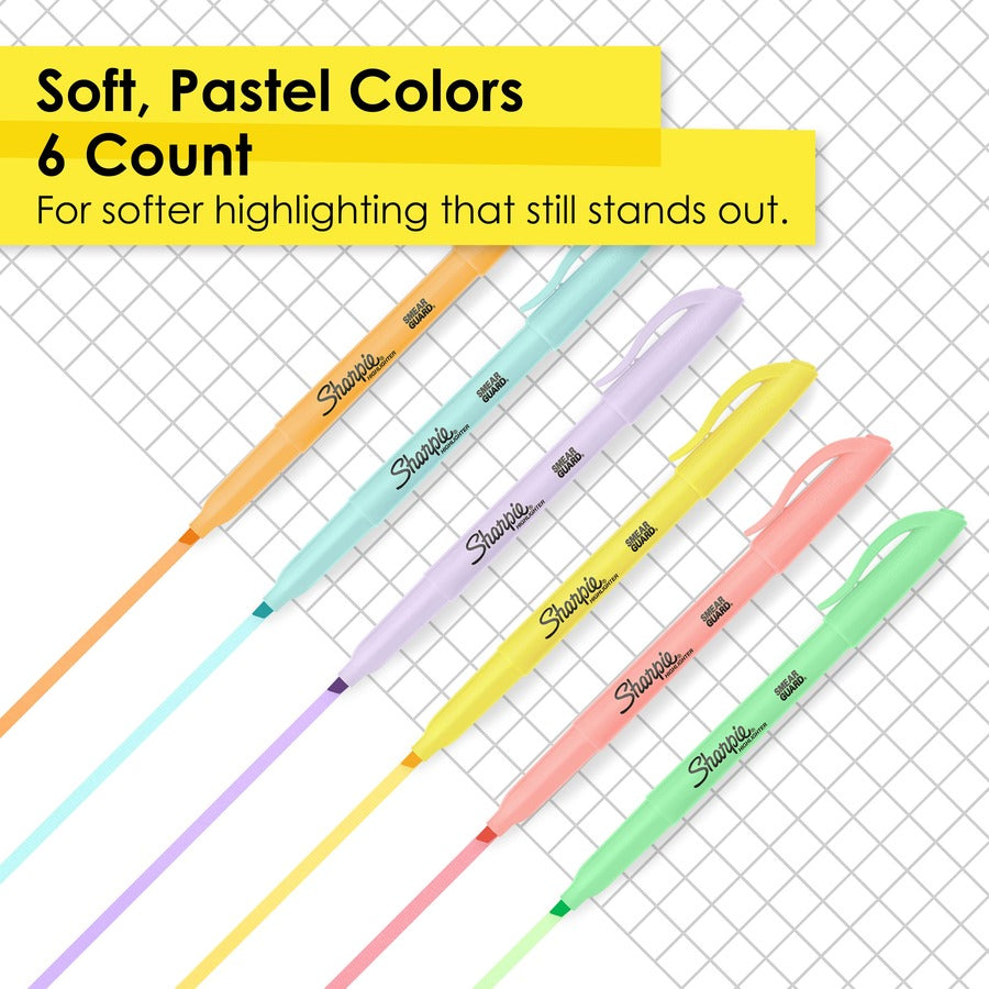 Sharpie Accent Highlighters with Smear Guard, Chisel Tip, Assorted Colors, 6 Pack