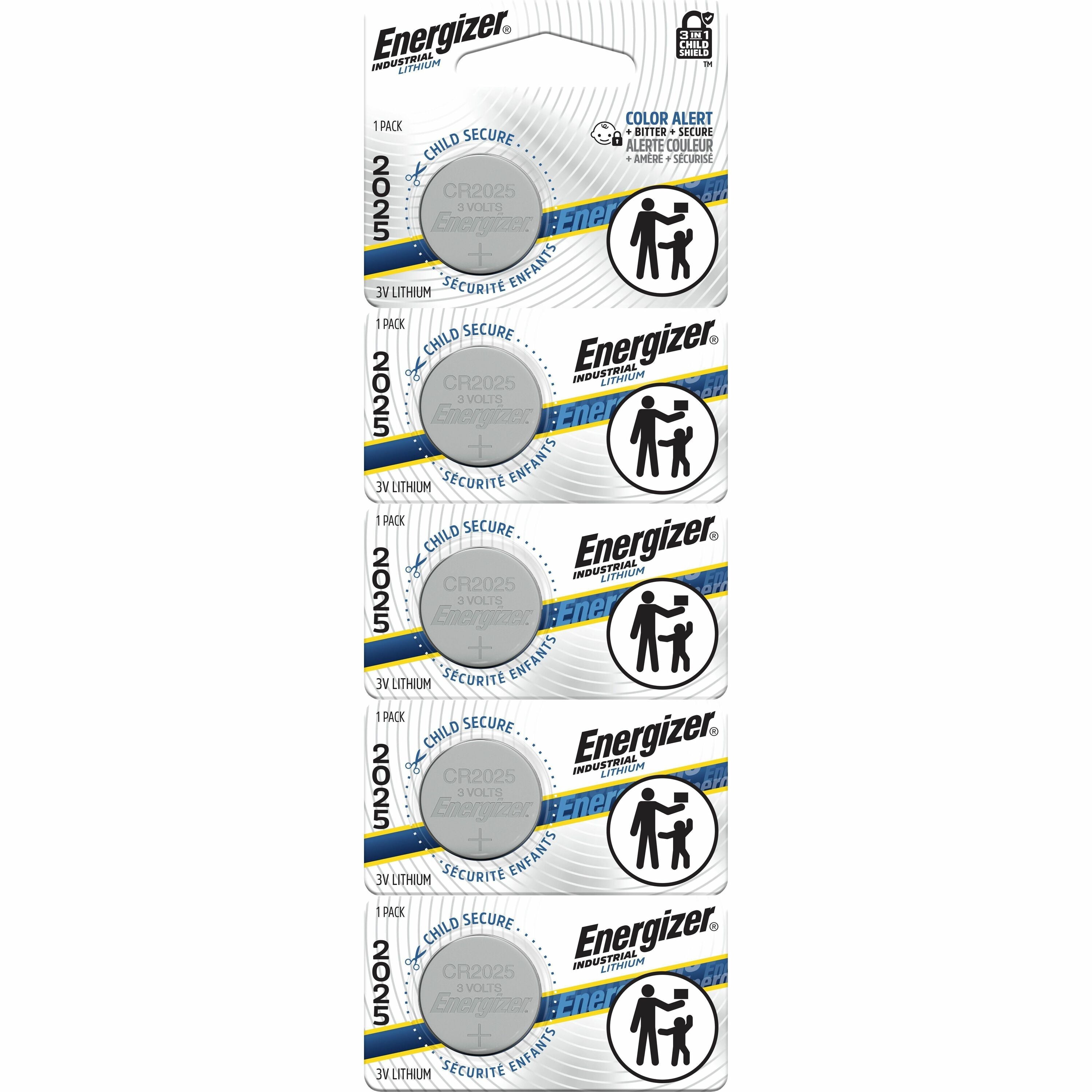 Energizer Industrial 2025 Lithium Coin Cell Batteries, 5 Pack