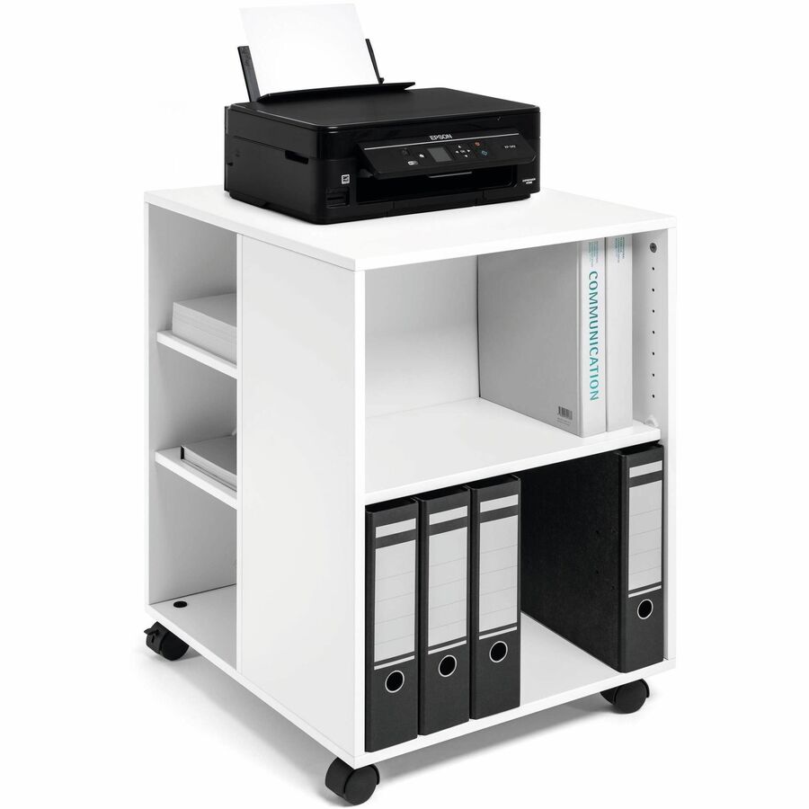 DURABLE Multifunction Trolley, 6 Shelves, 132 lb Capacity, 4 Casters, Wood, White, 20.79"W x 23.31"D x 29.45"H, 1 Each